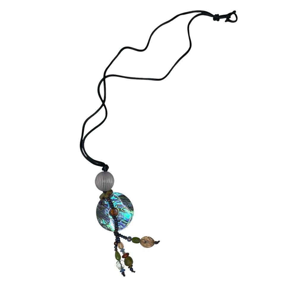 Teresa Goodall Handcrafted One of a Kind Bead Shell Pendant Statement Necklace